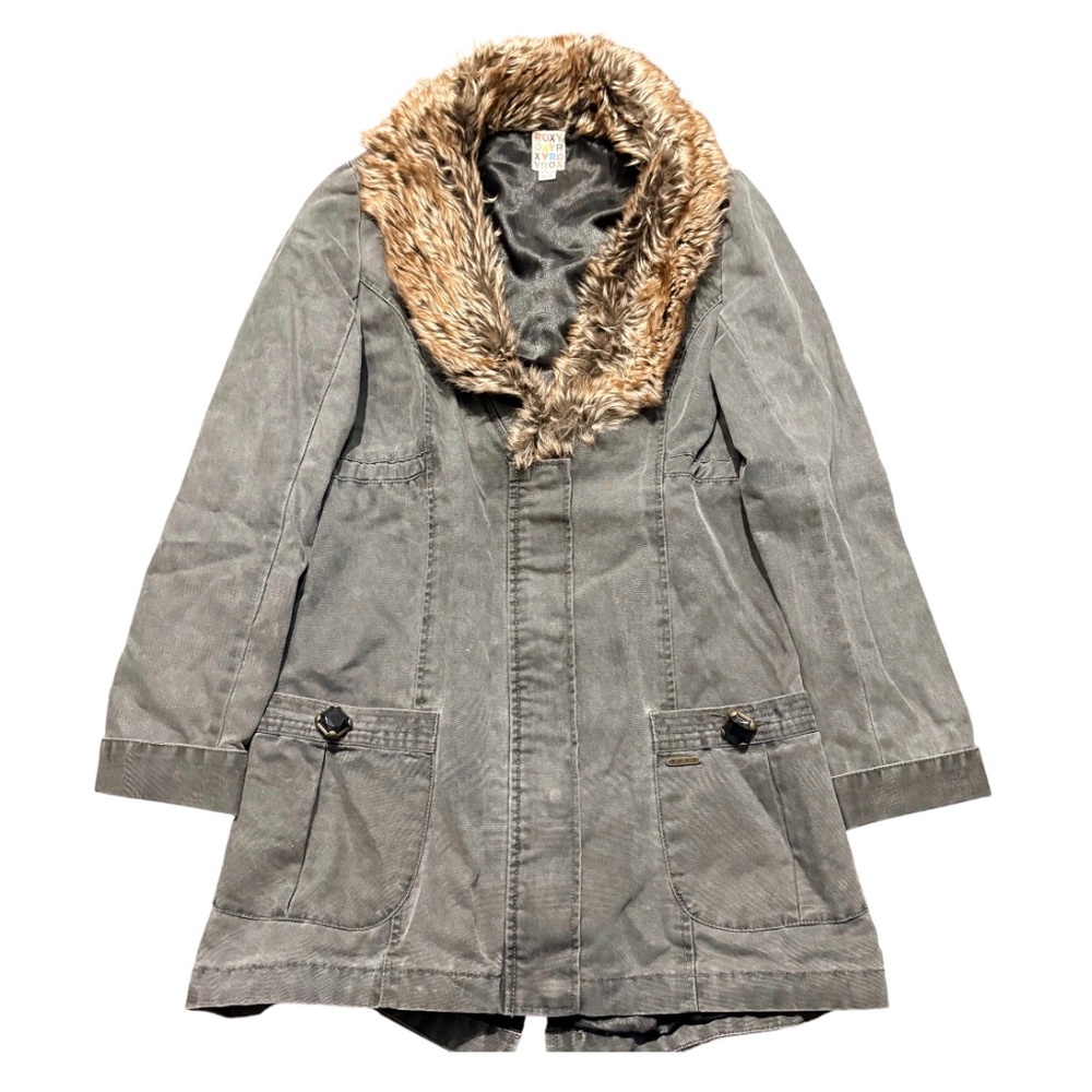 Y2K Roxy Grey Denim Faux Fur Jacket – Penny Lane Vibes